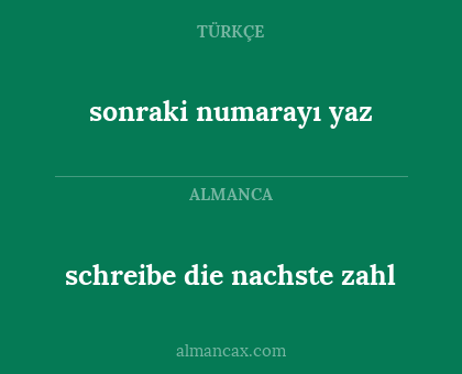 sonraki numarayı yaz - schreibe die nachste zahl