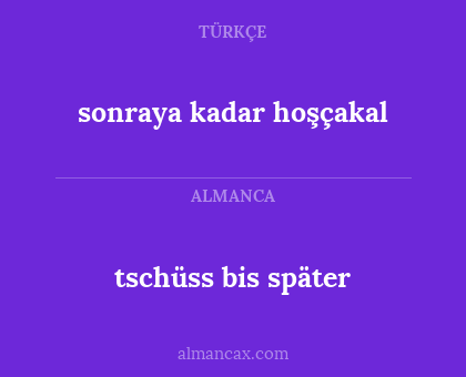 tschüss bis später - sonraya kadar hoşçakal