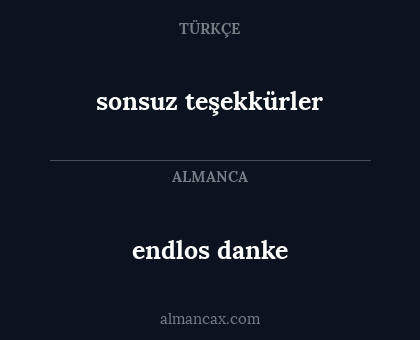 endlos danke - sonsuz teşekkürler
