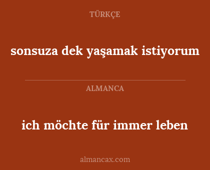 ich möchte für immer leben - sonsuza dek yaşamak istiyorum