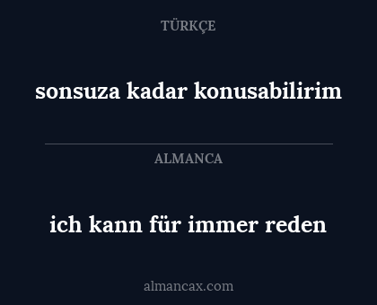 ich kann für immer reden - sonsuza kadar konusabilirim