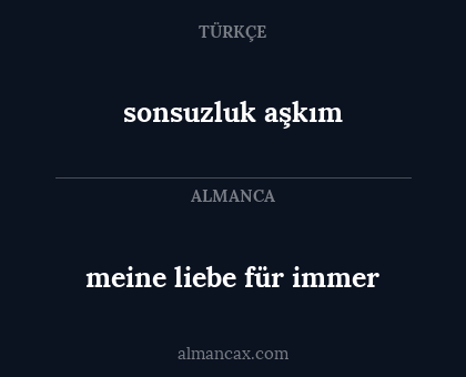 meine liebe für immer - sonsuzluk aşkım