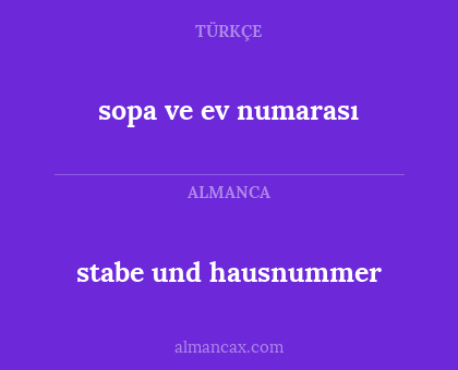 stabe und hausnummer - sopa ve ev numarası