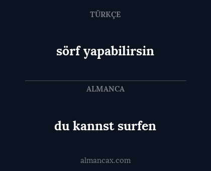 du kannst surfen - sörf yapabilirsin