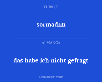 das habe ich nicht gefragt - sormadım
