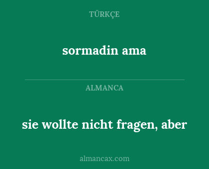 sormadin ama - sie wollte nicht fragen, aber