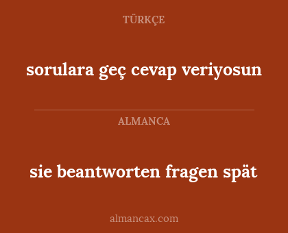 sie beantworten fragen spät - sorulara geç cevap veriyosun
