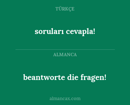 beantworte die fragen! - soruları cevapla!