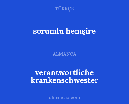 verantwortliche krankenschwester - sorumlu hemşire