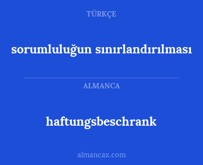 haftungsbeschrank - sorumluluğun sınırlandırılması