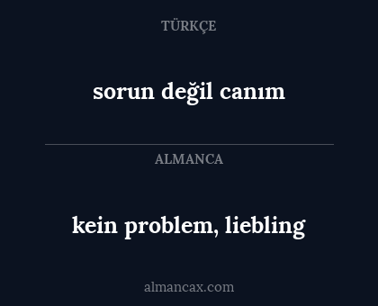 kein problem, liebling - sorun değil canım