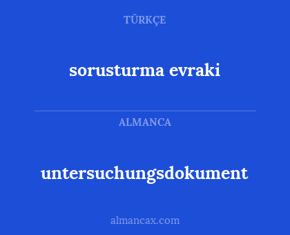 sorusturma evraki - untersuchungsdokument