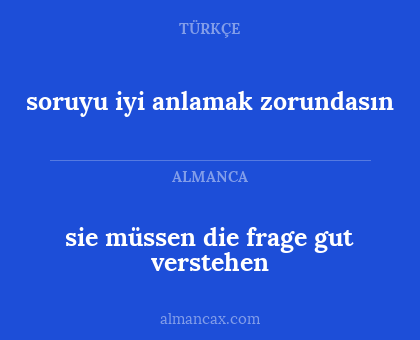 sie müssen die frage gut verstehen - soruyu iyi anlamak zorundasın