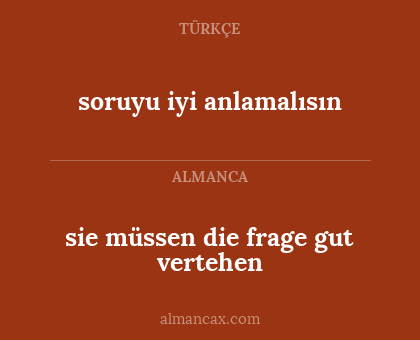 soruyu iyi anlamalısın - sie müssen die frage gut vertehen