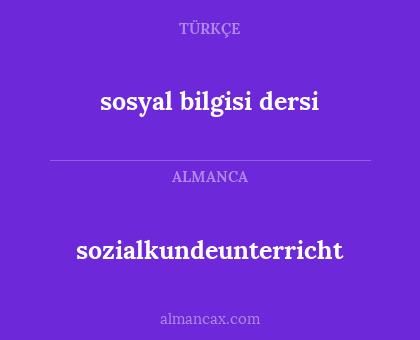 sozialkundeunterricht - sosyal bilgisi dersi