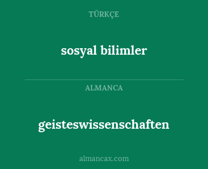 sosyal bilimler - geisteswissenschaften