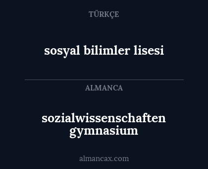 sosyal bilimler lisesi - sozialwissenschaften gymnasium
