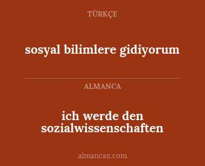 ich werde den sozialwissenschaften - sosyal bilimlere gidiyorum