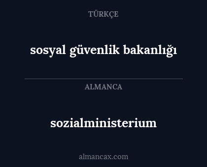 sozialministerium - sosyal güvenlik bakanlığı