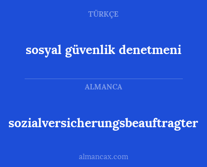 sozialversicherungsbeauftragter - sosyal güvenlik denetmeni