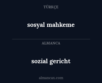 sozial gericht - sosyal mahkeme