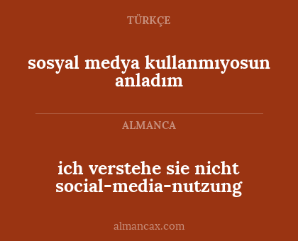 ich verstehe sie nicht social-media-nutzung - sosyal medya kullanmıyosun anladım