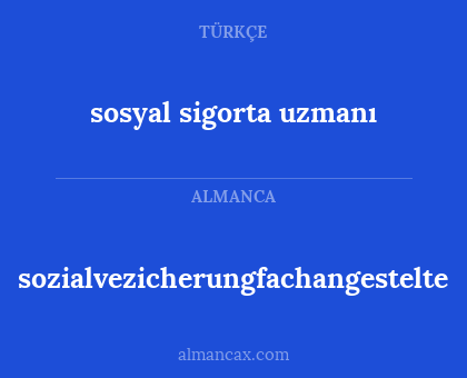 sozialvezicherungfachangestelte - sosyal sigorta uzmanı