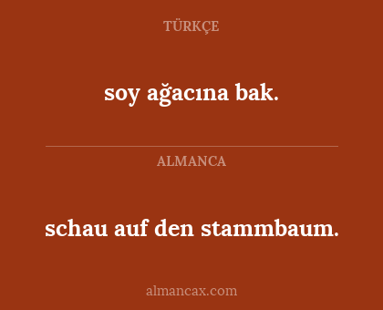 schau auf den stammbaum. - soy ağacına bak.