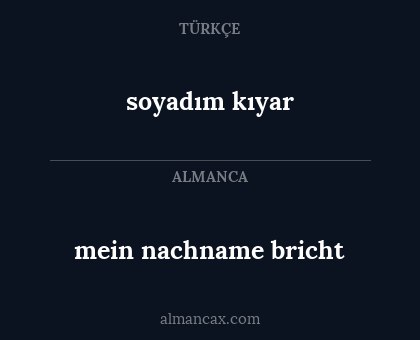 soyadım kıyar - mein nachname bricht