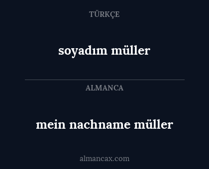 soyadım müller - mein nachname müller
