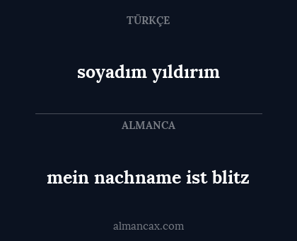 mein nachname ist blitz - soyadım yıldırım