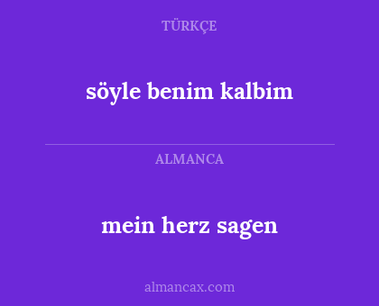 mein herz sagen - söyle benim kalbim