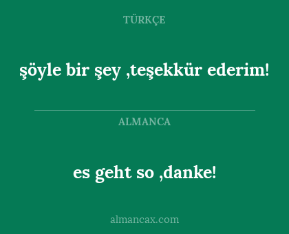 es geht so ,danke! - şöyle bir şey ,teşekkür ederim!