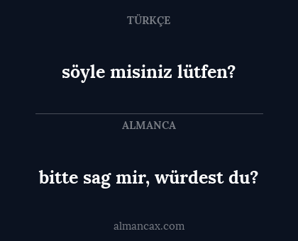 bitte sag mir, würdest du? - söyle misiniz lütfen?