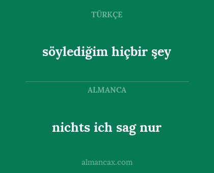 nichts ich sag nur - söylediğim hiçbir şey