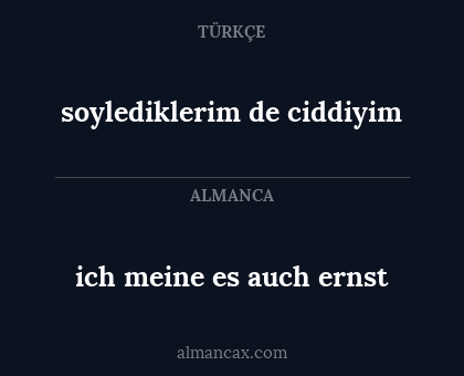 ich meine es auch ernst - soylediklerim de ciddiyim
