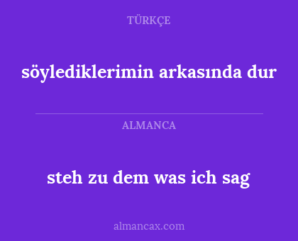 steh zu dem was ich sag - söylediklerimin arkasında dur