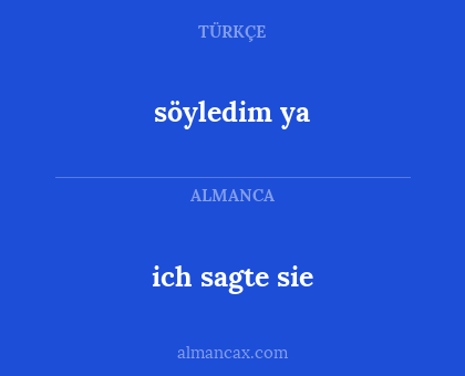 söyledim ya - ich sagte sie