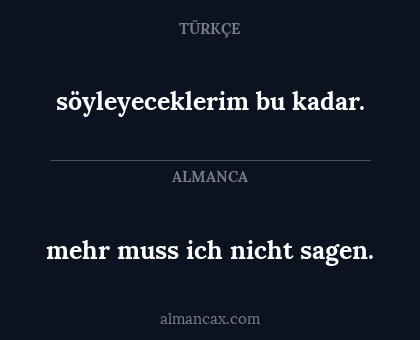 mehr muss ich nicht sagen. - söyleyeceklerim bu kadar.