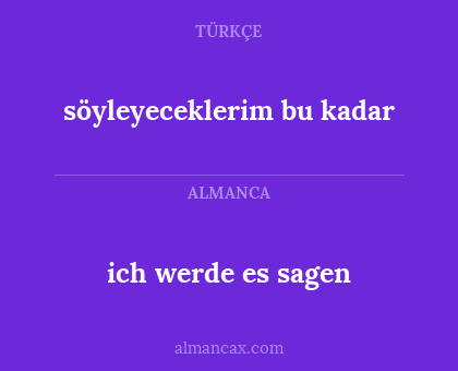 söyleyeceklerim bu kadar - ich werde es sagen