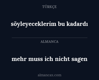 söyleyeceklerim bu kadardı - mehr muss ich nicht sagen