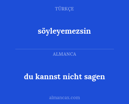 du kannst nicht sagen - söyleyemezsin
