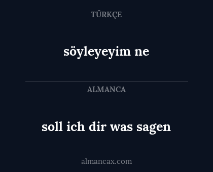 söyleyeyim ne - soll ich dir was sagen