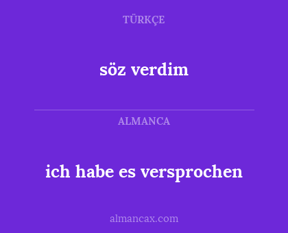 söz verdim - ich habe es versprochen