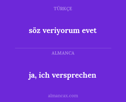 ja, ich versprechen - söz veriyorum evet