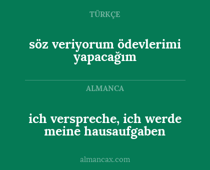 söz veriyorum ödevlerimi yapacağım - ich verspreche, ich werde meine hausaufgaben
