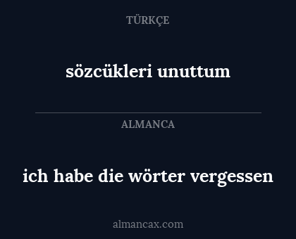 ich habe die wörter vergessen - sözcükleri unuttum