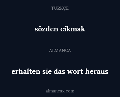 erhalten sie das wort heraus - sözden cikmak