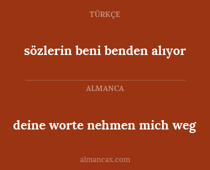 sözlerin beni benden alıyor - deine worte nehmen mich weg