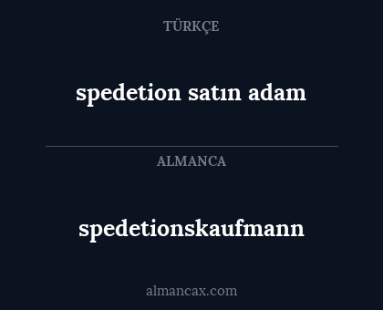 spedetion satın adam - spedetionskaufmann